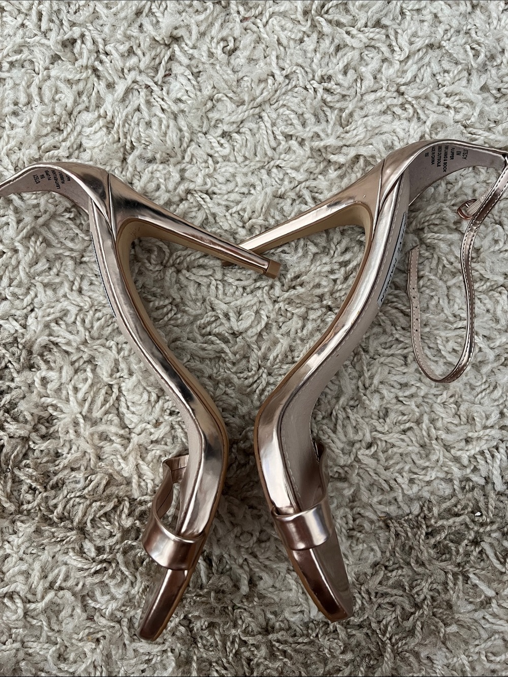 Steve Madden Rose Gold Ankle Strap Heeled Sandals - Picture 2 of 3